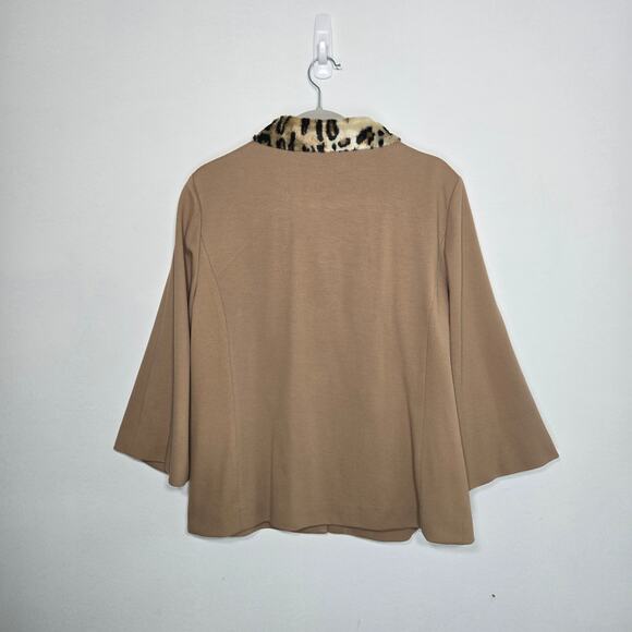 Chico's Women's Swing Jacket With Faux Fur Collar. Size 2. - Picture 2 of 6